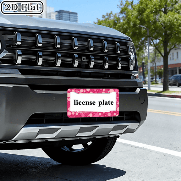 1 Pink Ball Pattern License Plate Frame, Unique Car Accessory, Fun Front License Holder with 2-Hole Mounting, Universal Fit, Size: 12x6 Inches