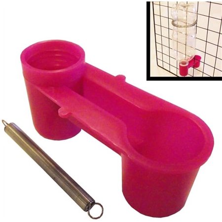 1 Pink Soda Pop Water Bottle Bird Drinker Cup & Mounting Spring