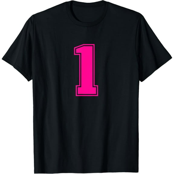 1 Pink Sports Fan Jersey Number T-Shirt