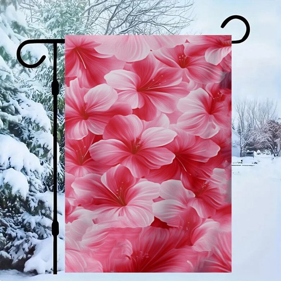 1 Pink Swirly Soft Abstract Texture Background Print  Design Double-sided Garden Flag -12x18 Inches Durable High-quality Linen Courtyard Decoration, Suitable for Porch, Terrace, and Garden, Suitable
