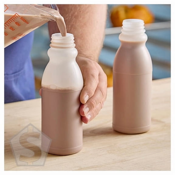 Translucent  Empty Round Plastic Beverage Bottles, 1 Pint 16 oz, 256/Case