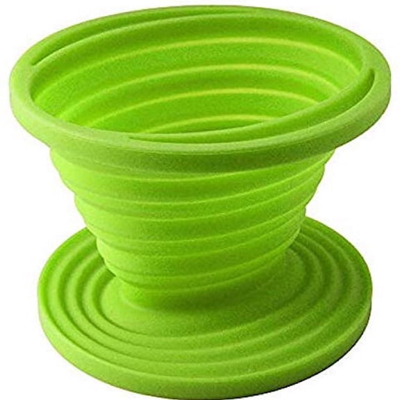 1-Pk Silicone Coffee Filter Collapsible Dripper Outdoors, Camping, Traveling Green
