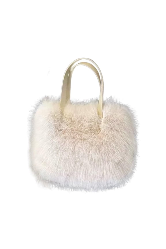 1 Plush Handbag Fuzzy Tote Bag Shoulder Bag Soft Crossbody Purse for Women Work Travel Shopping Casual Outing