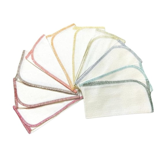 1 Ply 11x12 Inches White Cotton Birdseye Paperless Towel Set of 10 Earth Tone Colors - Proudly Made in the USA!