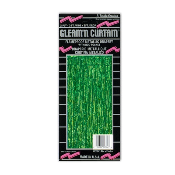 1-Ply Fr Gleam 'N Curtain 8' X 3' Green - 6 Pack (1 Per Package)