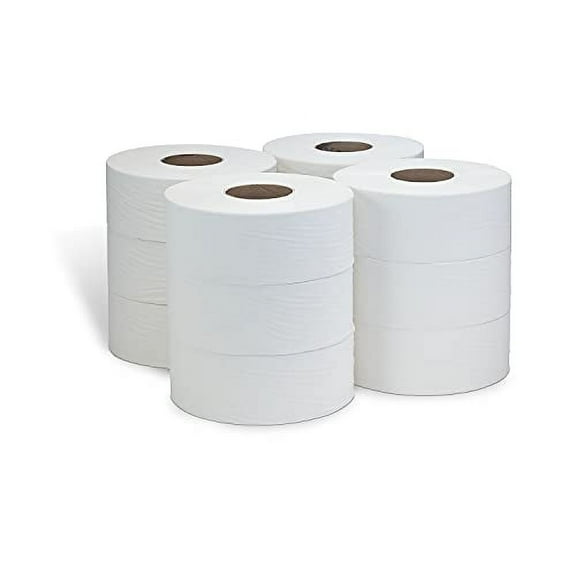 1-Ply Toilet Paper, 100% Recycled Jumbo Bath Tissue, 2,000-Feet Per Roll, 12-Pack, White