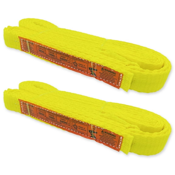 1-Ply Webbing Sling 1x 12ft Lifting Straps 2Pack Heavy Duty Web Strap Rigging Moving Towing Hoisting Gear KODIAK STRAPS