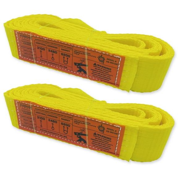 1-Ply Webbing Sling 2x 8ft Lifting Straps 2Pack Heavy Duty Web Strap Rigging Moving Towing Hoisting Gear KODIAK STRAPS
