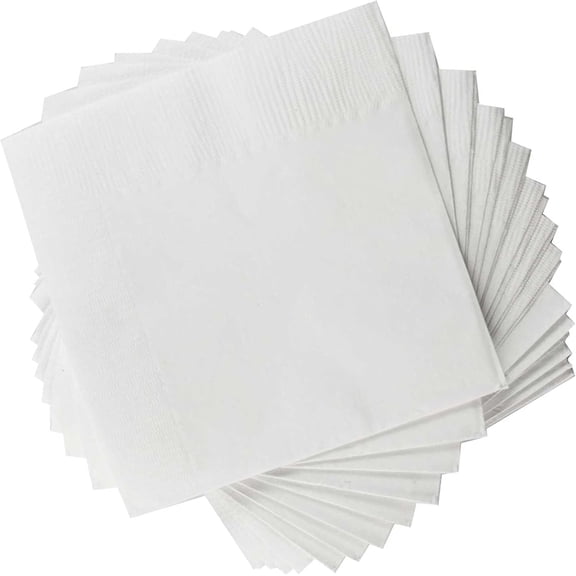 1 Ply White Cocktail/Beverage Napkins- Package of 500ct
