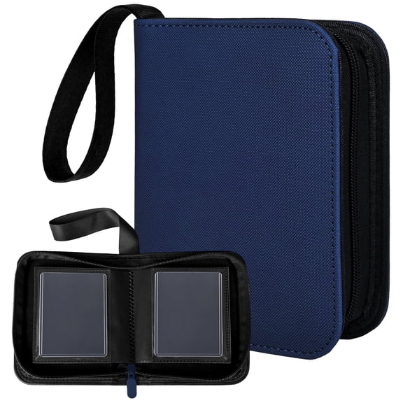 1 Pocket Toploader Binder 40 Pockets One Pocket Mini Trading Card Album,Diamond Leather Small Card Binder for 3x4 Rigid Top Loaders,Portable TCG Photocard Holder-Blue