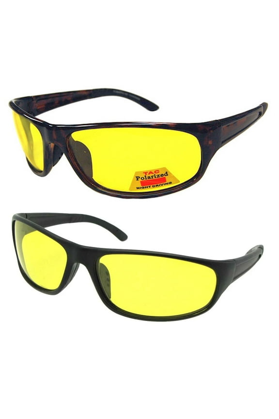 1 Polarized Sunglasses Night Vision Glasses Driving Eyewear Yellow Tinted Lenses