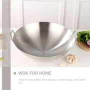 1 Polished Stainless Steel Frying Pan Clearance! Polished Stainless Wok Round Bottom Wok with 2 Loop Handles Stainless Round Bottom Wok for Kitchen Home Restaurant 11 Inch28X28Cm