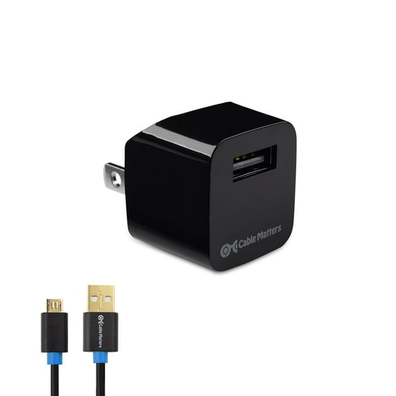 1-Port 5V/1A USB Mini Wall Charger with Micro-USB Charging Cable