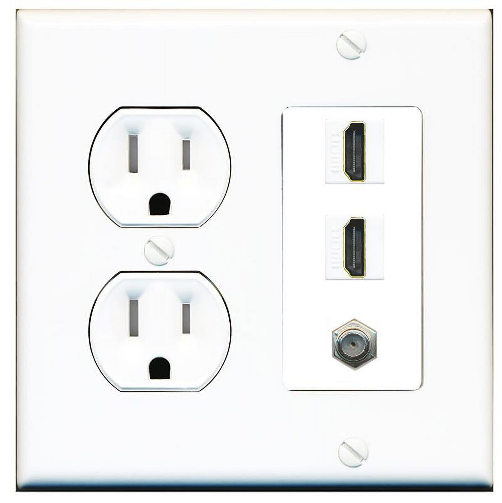 1 Port COAX 2 HDMI Wall PlateTamper Proof White