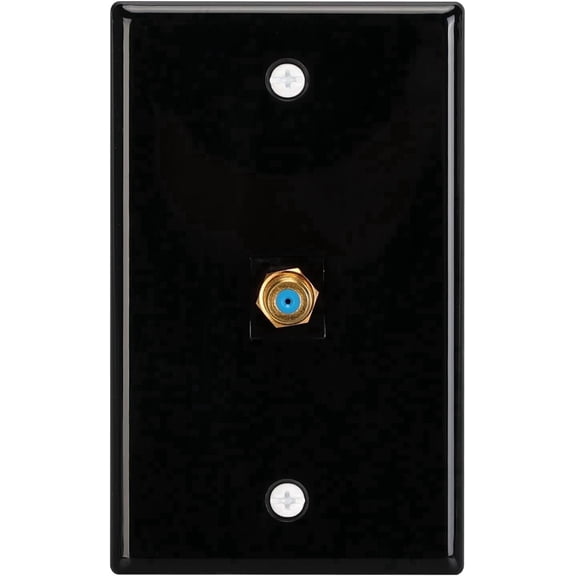 "1 Port Coax Wall Plate,3Ghz Gold-Plated F-Type Keystone Wall Jack for Coaxial Cable,Black Glossy Coaxial Wall Plate,1Pack "