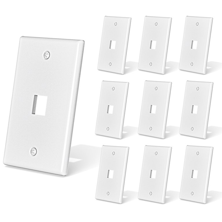 10-Pack Ethernet Keystone Wall Plates, Single Gang RJ45 Wall