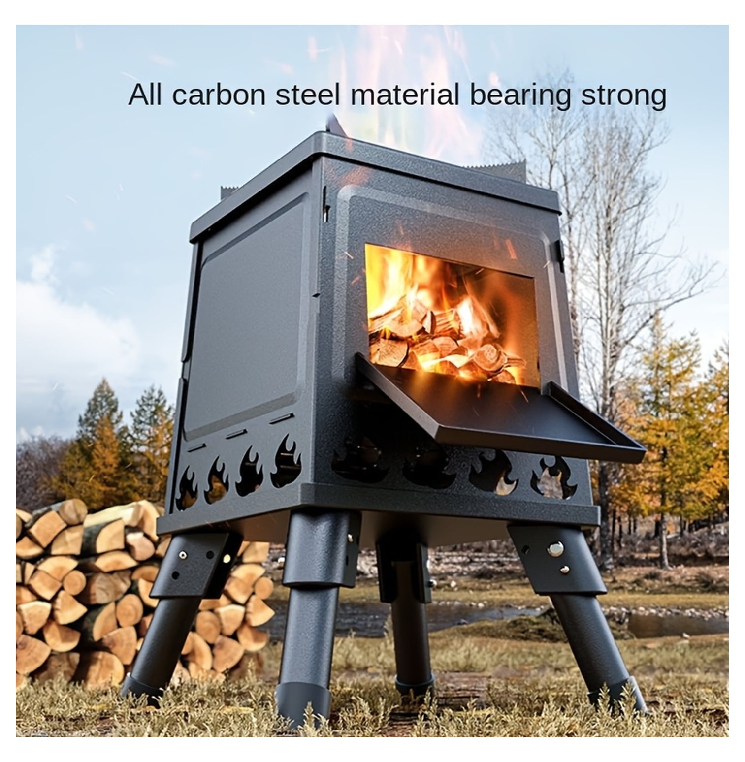 1 Portable Folding Wood Stove, Suitable for Camping and Outdoor