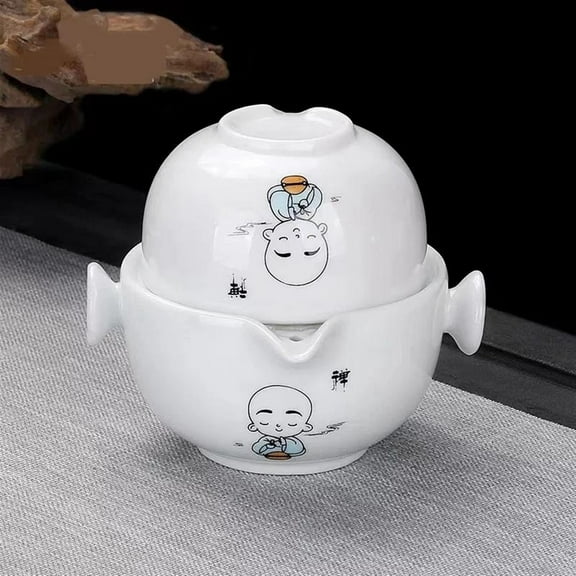1 Pot 1 Cup Portable Chinese Ceramic Travel Tea Set Elegant Kung Fu Gaiwan Teapot Kettle Office Coffee Cup Drinkware