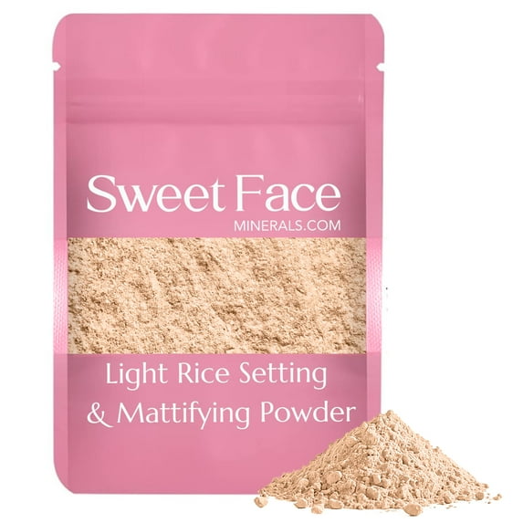(1 Pound Bag) Rice Setting Powder Refill by SweetFace Minerals, Lightweight Mineral Loose Makeup Powder with SPF 20, Full Coverage Flawless Finish, Talc-free, Cruelty-Free, Refillable Pouch