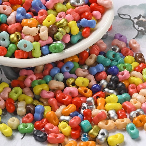 1 Pound Baking Paint Glass Seed Beads Peanut Mixed Color 5.5~6x3~3.5x3mm Hole: 1~1.2mm 4000pcs/pound