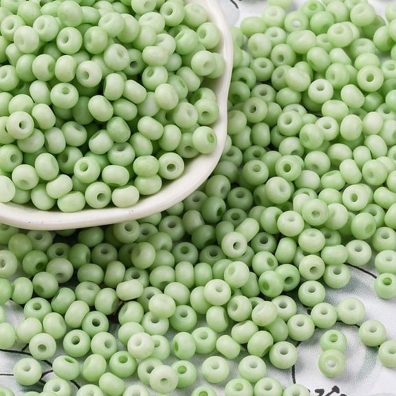 1 Pound Baking Paint Glass Seed Beads Round Hole Rondelle Grade A Light Green 5~6x3.5~4mm Hole: 1.6~1.8mm about 3000pcs/pound