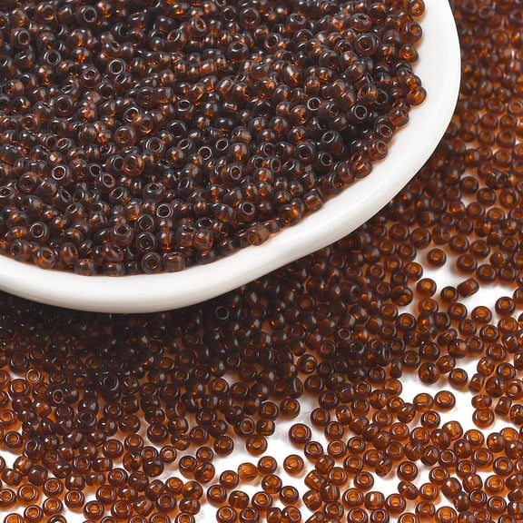 1 Pound FGB 12/0 Grade A Round Glass Seed Beads Transparent Colours Coffee 2x1.5mm Hole: 0.5mm about 45000pcs/pound