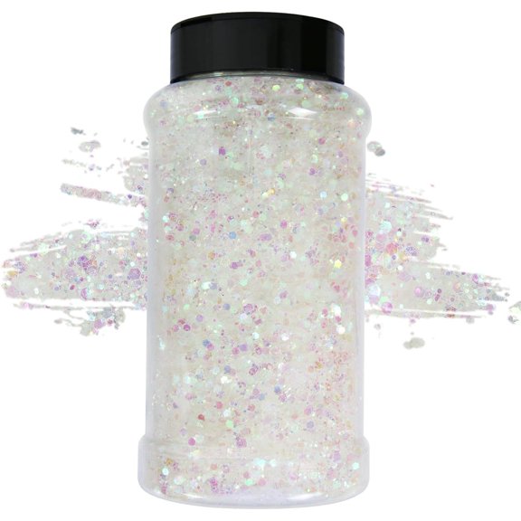1 Pound Iridescent White Glitter 16OZ Mix Chunky Glitter Bulk for Craft Art Festival Decoration