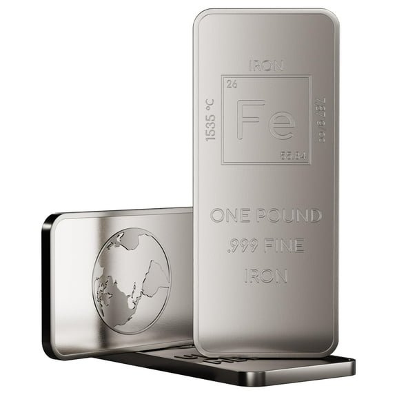 1 Pound Iron Bar Bullion Paperweight with Element Design - .999 Pure Iron Bar By Unique Metals