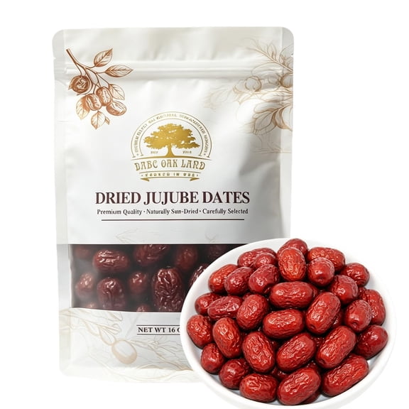 1 Pound Premium Jujubes, Dried Red Dates, 100% Natural Sun-Dried Fruit Snack, Sweet & Delicious Selected Jujubes, No Added Preservatives