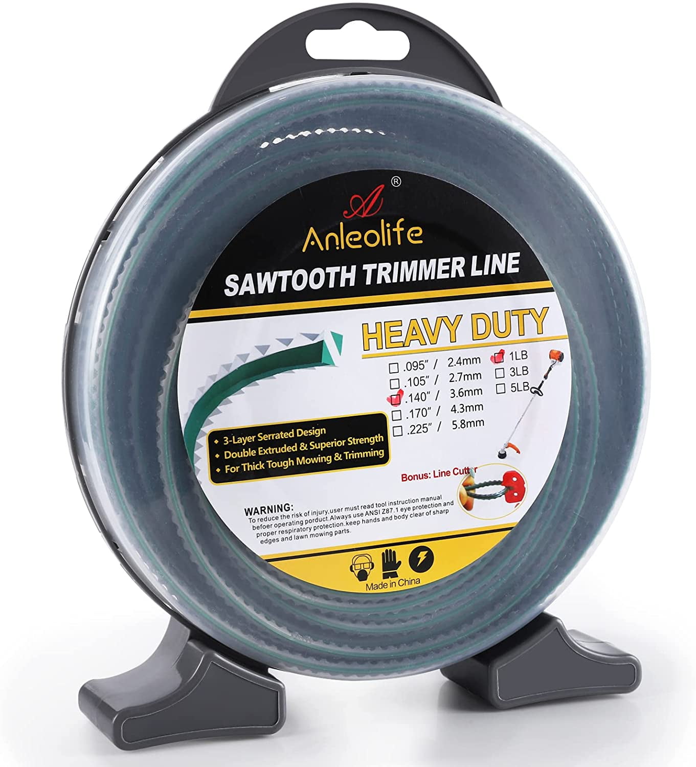 1 Pound Serrated Trimmer Line Donut Heavy Duty Sawtooth 140 mil by