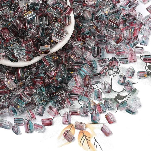 1 Pound Transparent Spray Painted Glass Seed Beads Triangle Colorful 6x5x4.3mm Hole: 1.2mm about 2368pcs/pound