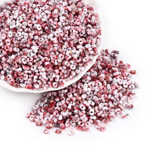 1 Pound Two Tone Baking Paint Glass Seed Beads Round Hole Peanut Indian Red 4.5x2.5x2.5mm Hole: 1mm about 4500pcs/pound