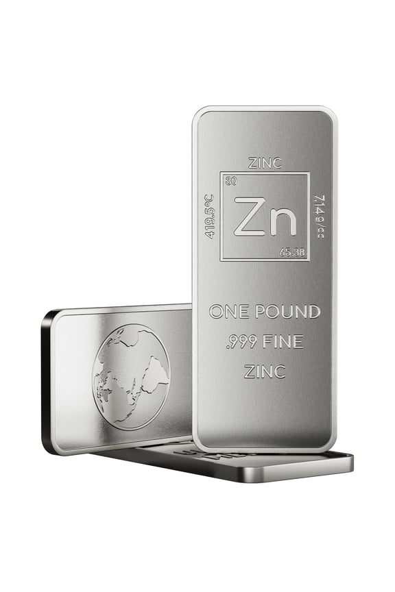 1 Pound Zinc Bar Bullion Paperweight with Element Design | .999 Pure Zinc Metal bar Made In USA by Unique Metals