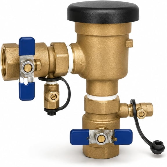 1" Pressure Vacuum Breaker Assembly – Bronze Body, Dual Shutoff Valves, Protective Top Cap, 1 in FNPT, Integrated Test Cocks – Durable Backflow Preventer for Irrigation & Lawn Systems