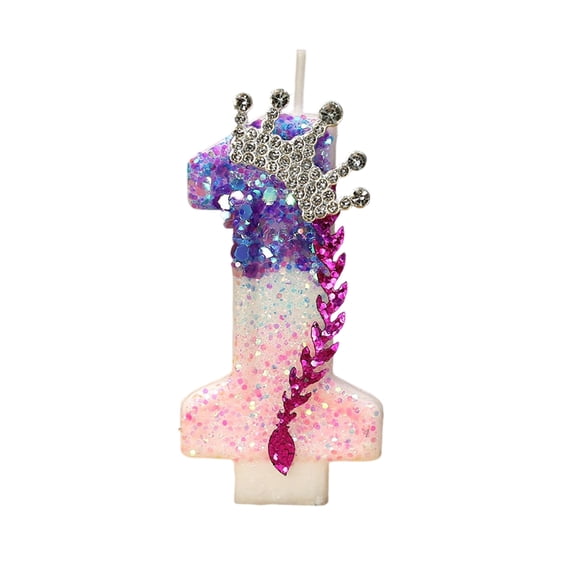 1 Princess Crown Braids Number Birthday Candle B, Flame-Lit Birthday Decorations For Kids Girls, Festive Party Supplies With One Size Design
