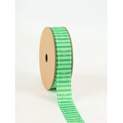 LaRibbons 1" Printed Grosgrain Ribbon | Soccer Fields on Green Stripe | 25 Yard Roll