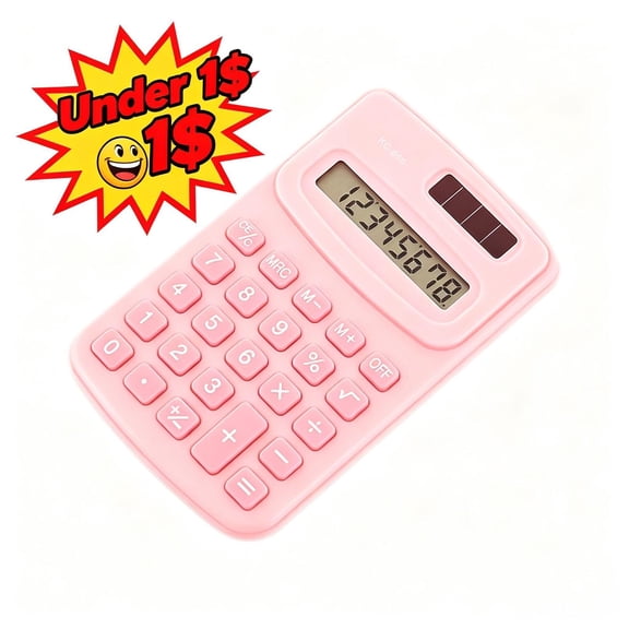 Under 1$ Product Mini Basic Calculator, Solar & Battery Dual Power 8-Digit Display, Portable Desktop Calculator for Office, Home Daily Math, Accounting and General Use