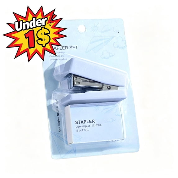 Under 1$ Product Mini Stapler Set, Compact Ergonomic Desktop Stapler with 24/6 Staples, Portable for Office, Home Daily Document Binding & Organization Supplies