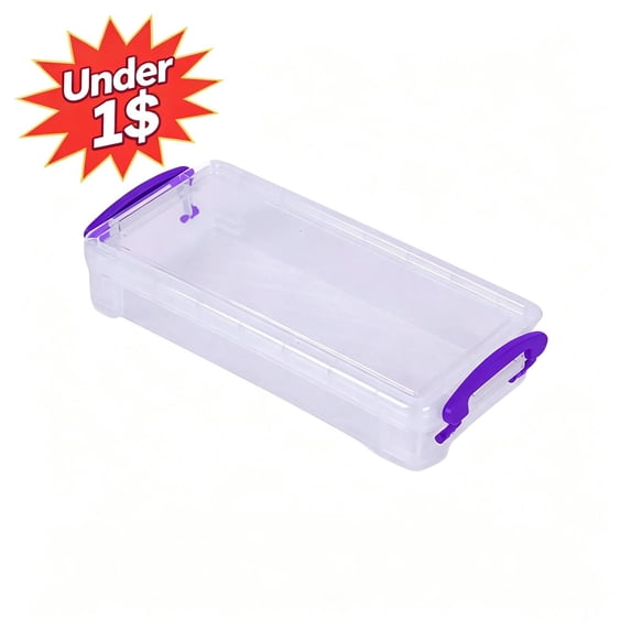 Under 1$ Product! Pencil Box, Plastic Pencil Case Crayon Box, Clear Marker Organizer Plastic Containers with Lid, Stackable Storage Boxes for Art Craft, Pen, Teacher Supplies, Purple