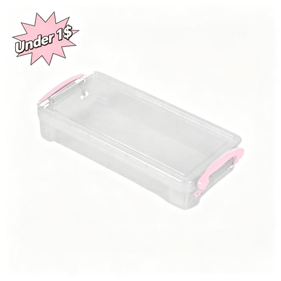 Under 1$ Product! Pencil Box, Plastic Pencil Case Crayon Box, Clear Marker Organizer Plastic Containers with Lid, Stackable Storage Boxes for Art Craft, Pen, Teacher Supplies, Pink