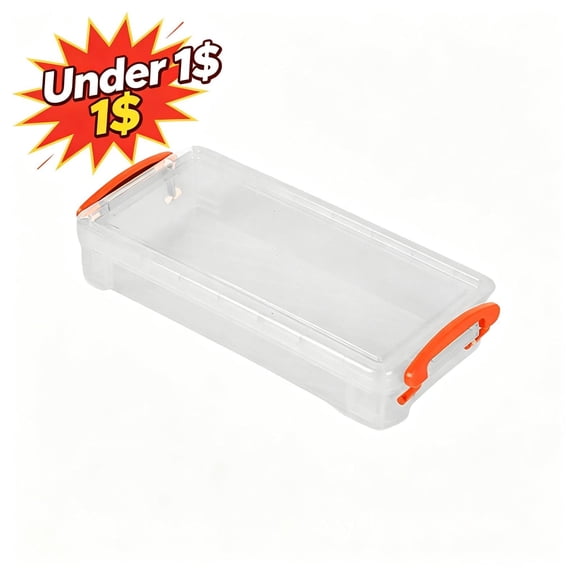 Under 1$ Product! Pencil Box, Plastic Pencil Case Crayon Box, Clear Marker Organizer Plastic Containers with Lid, Stackable Storage Boxes for Art Craft, Pen, Teacher Supplies, Orange