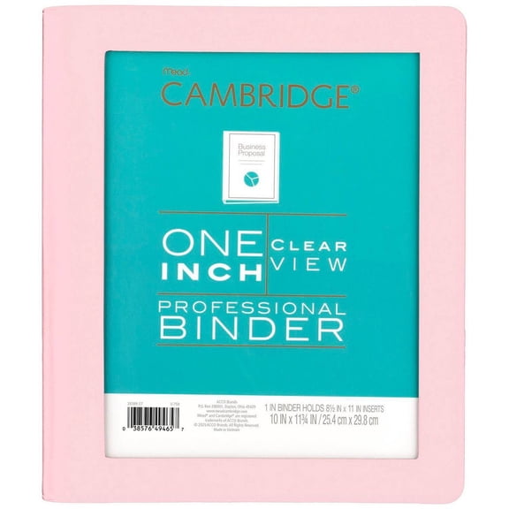 1" Professional Clear View 3 Ring Binder