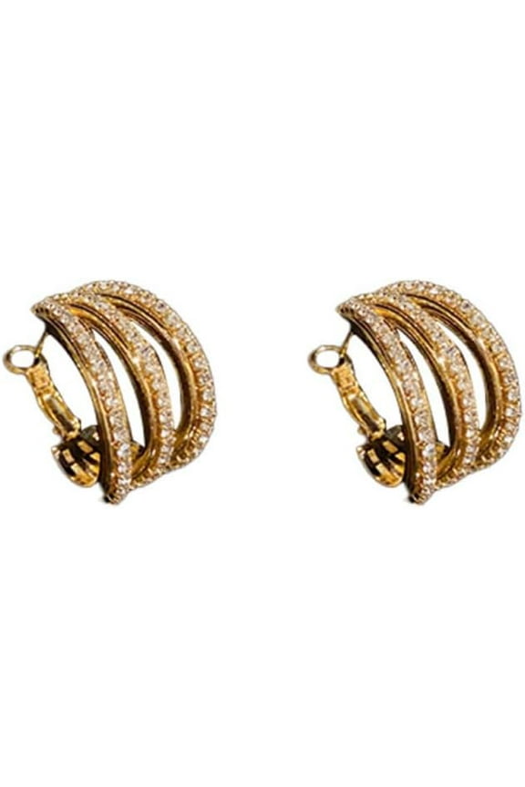 1 Professional Pair Exquisite And Fashionable Multi-Layer Zircon Ear Loops, Ear Buckles, Niche Design Earrings[p004]