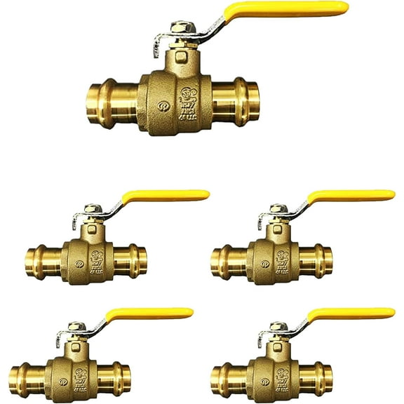 1" Propress Brass Ball Valve - Press Ball Valve with EPDM O-ring - Premium Press Ball Valve with 1 In. Connections (Pack of 5)