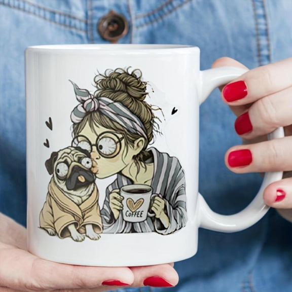 1 Pug Dog Mug 11oz Ceramic Coffee Cup with Cute Pug Mom Pug Design Heat Resistant Dishwasher Dog Lovers Ideal Birthday or Mother S Day Dog Mug