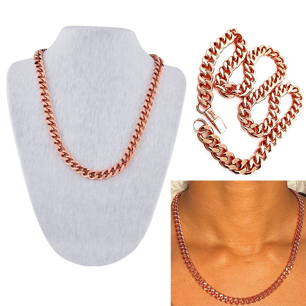 Copper Necklace Chain Set For Men Heavy Duty 24 Curb Chain Necklace And  Matching Bracelet SET7924