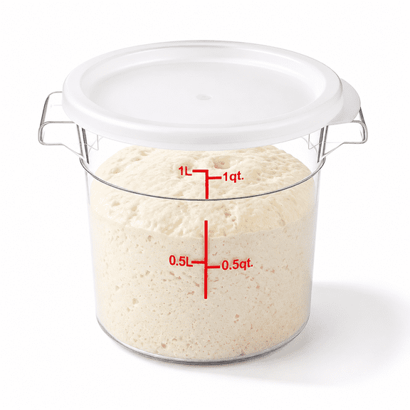 1 Qt Dough Proofing Container With Lid And Red Scale White