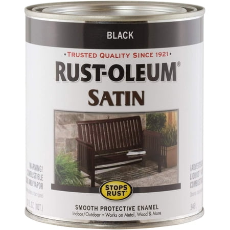 Rust-Oleum 7777502 Stops Rust Brush On Paint, Quart, Satin Black