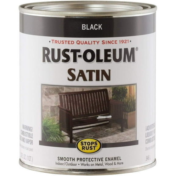 Rust-Oleum 7777502 Protective Enamel Paint Stops Rust, 32-Ounce, Black Satin Finish