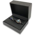 thumbnail image 1 of 1 Qty - Charcoal Grey Mesh Double Ring Jewelry Box w/ Black Leatherette Interior and Inset Top, 1 of 3